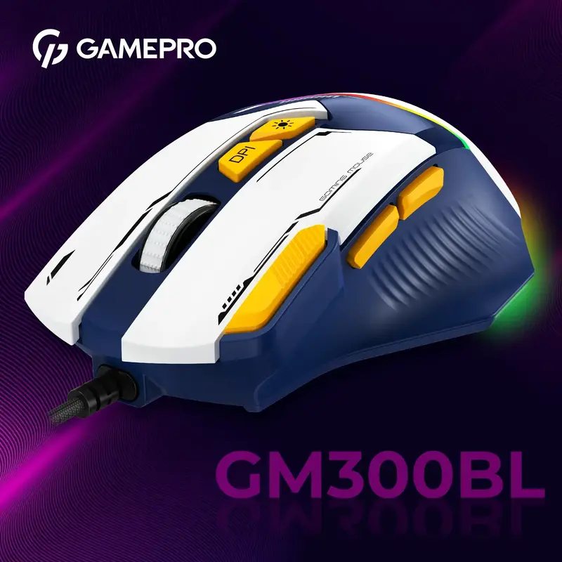 Ігрова комп'ютерна миша GamePro GM300BL Blue/White - фото - №4