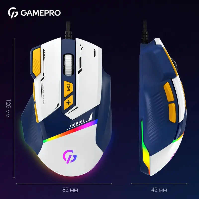 Ігрова комп'ютерна миша GamePro GM300BL Blue/White - фото - №6