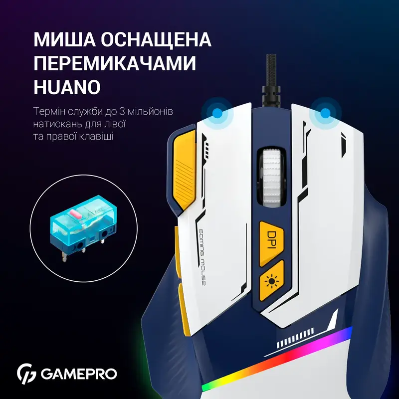 Ігрова комп'ютерна миша GamePro GM300BL Blue/White - фото - №10