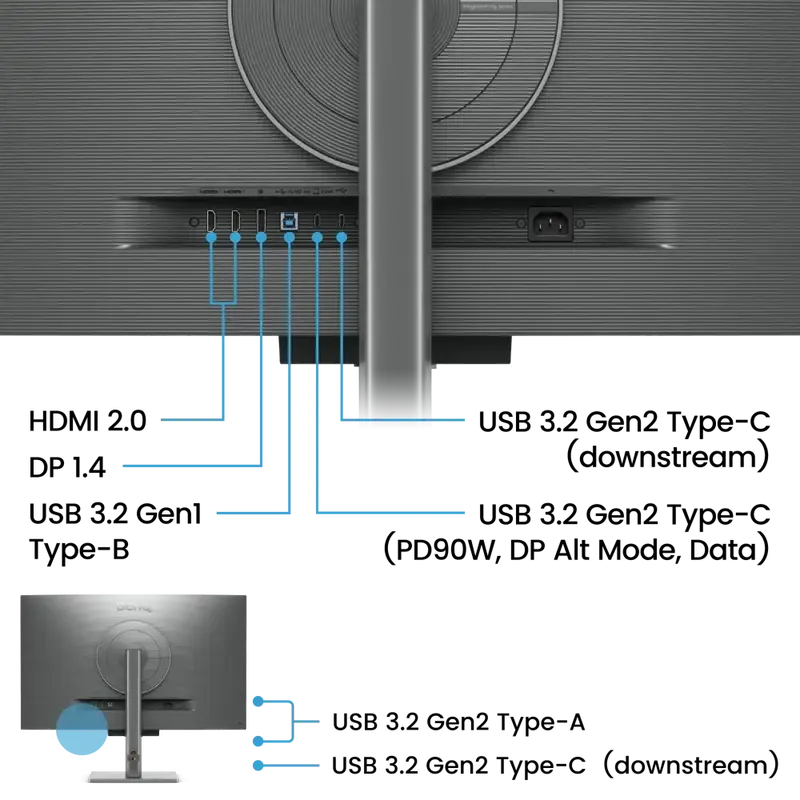 Монітор BenQ 31.5" RD320U Metallic Grey (9H.LMSLA.TBE) - фото - №5
