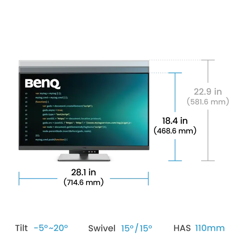 Монітор BenQ 31.5" RD320U Metallic Grey (9H.LMSLA.TBE) - фото - №7