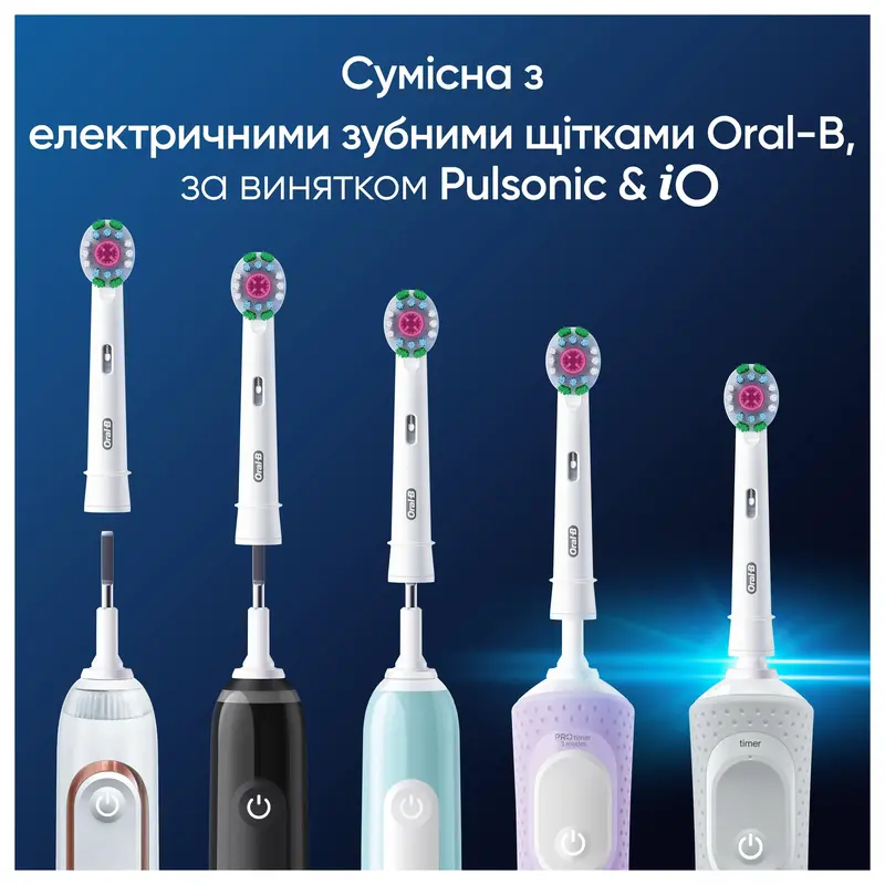 Насадки для электрической зубной щетки ORAL-B BRAUN Pro 3D White, 4 шт (8006540847213) фото