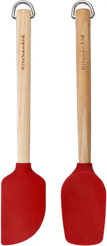 Набор лопаток для теста KitchenAid Coreline, 2 шт, 23,5 см, береза, красный (KQR750OHERE) - фото - №0