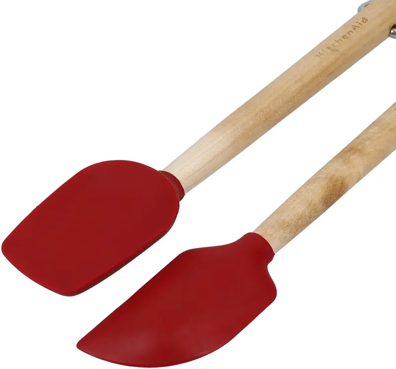 Набор лопаток для теста KitchenAid Coreline, 2 шт, 23,5 см, береза, красный (KQR750OHERE) - фото - №1
