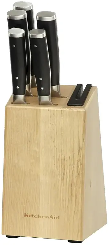 Набір ножів з підставкою KitchenAid Coreline, 5 предметів та точилки (KO5PSTSNOBG) - фото - №0