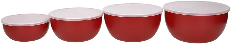 Набір мисок із кришками KitchenAid Universal, 4 шт, 355/591/828/1065 мл, червоний (KQG176OSERE) - фото - №1