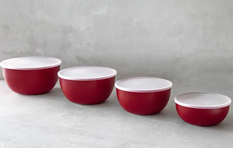 Набір мисок із кришками KitchenAid Universal, 4 шт, 355/591/828/1065 мл, червоний (KQG176OSERE) - фото - №6