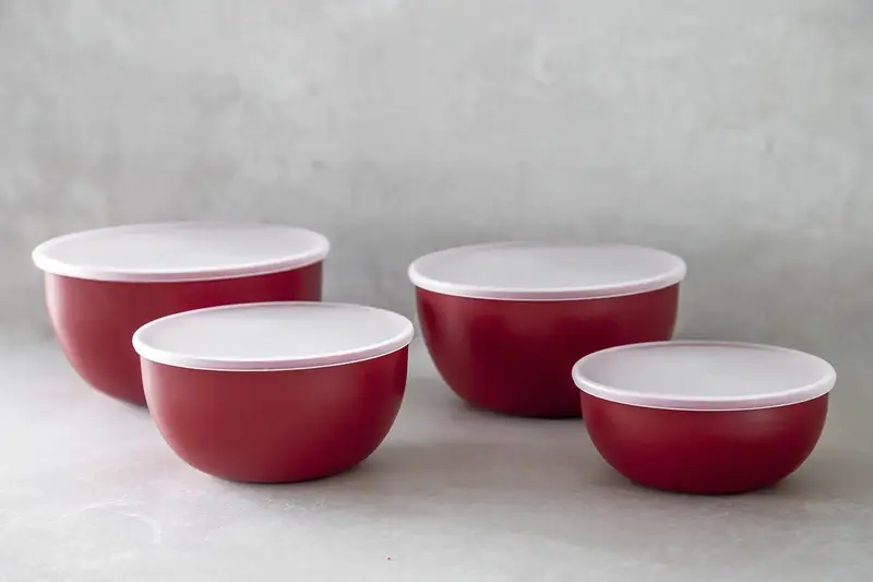 Набір мисок із кришками KitchenAid Universal, 4 шт, 355/591/828/1065 мл, червоний (KQG176OSERE) - фото - №9