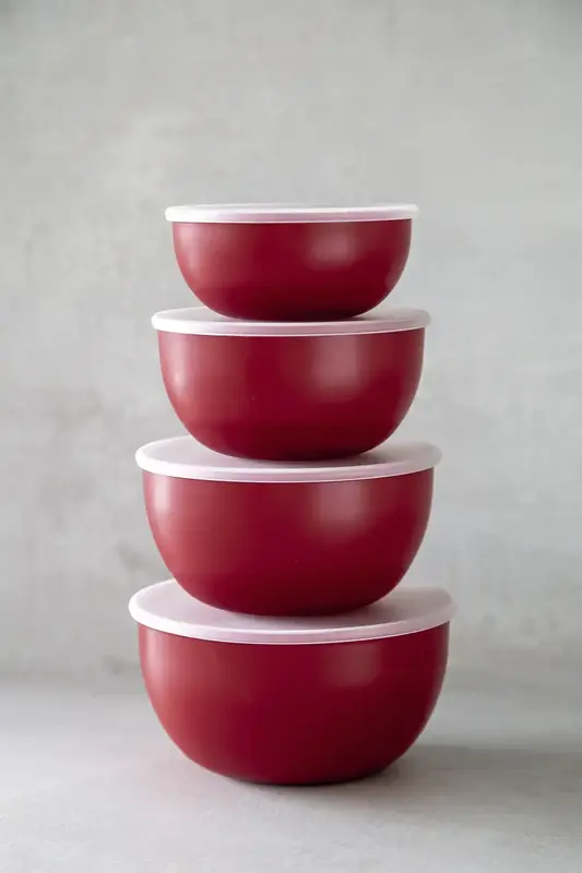 Набір мисок із кришками KitchenAid Universal, 4 шт, 355/591/828/1065 мл, червоний (KQG176OSERE) - фото - №5