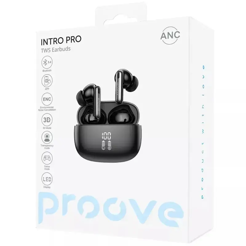 Бездротові навушники Proove Intro Pro TWS with ANC (APP) black фото