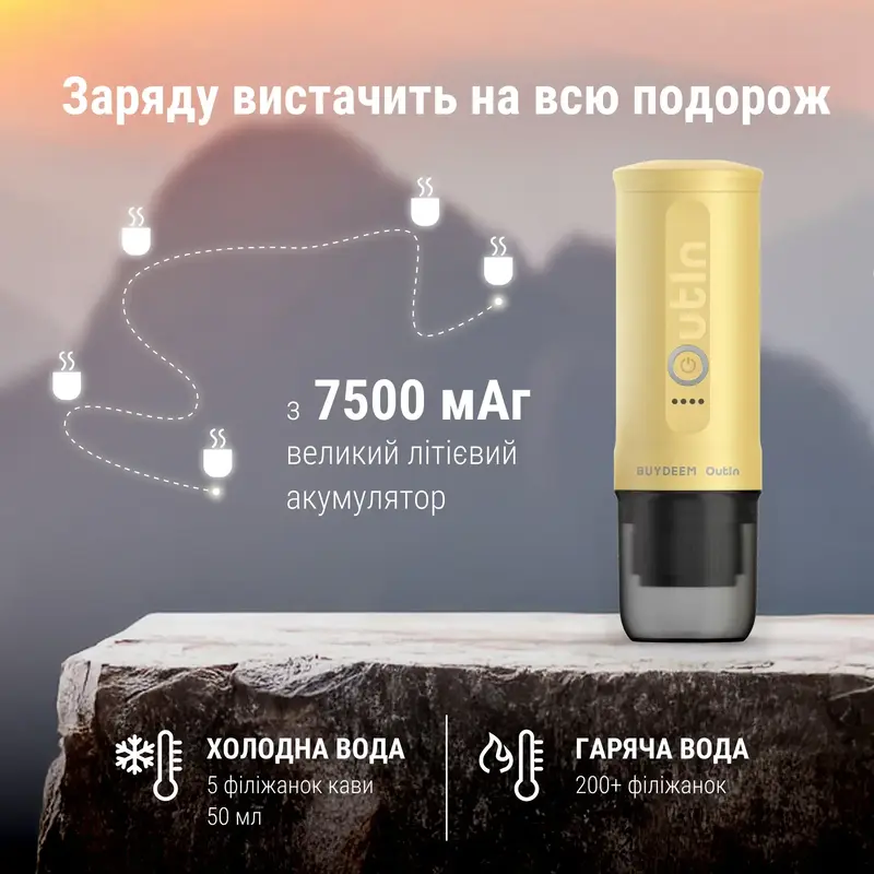 Портативна кавоварка Outin X BUYDEEM Yellow - фото - №5