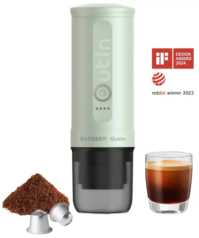 Портативна кавоварка Outin X BUYDEEM Cozy green - фото - №0