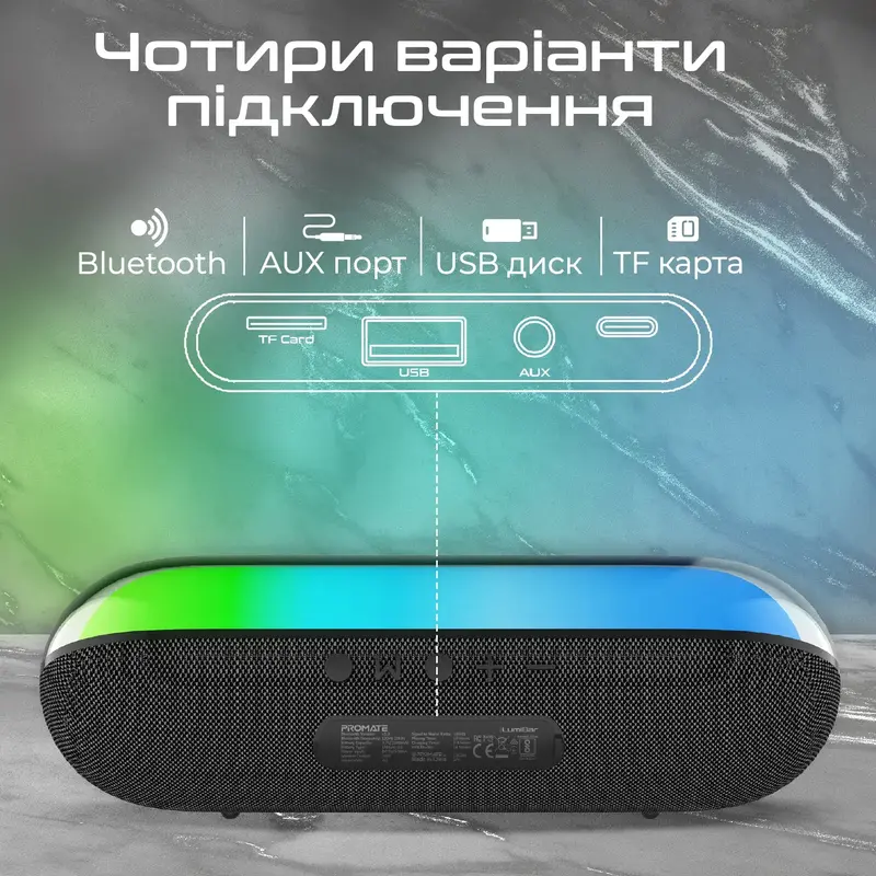 Акустична система Promate Lumibar 10W Black (lumibar.black) - фото - №3