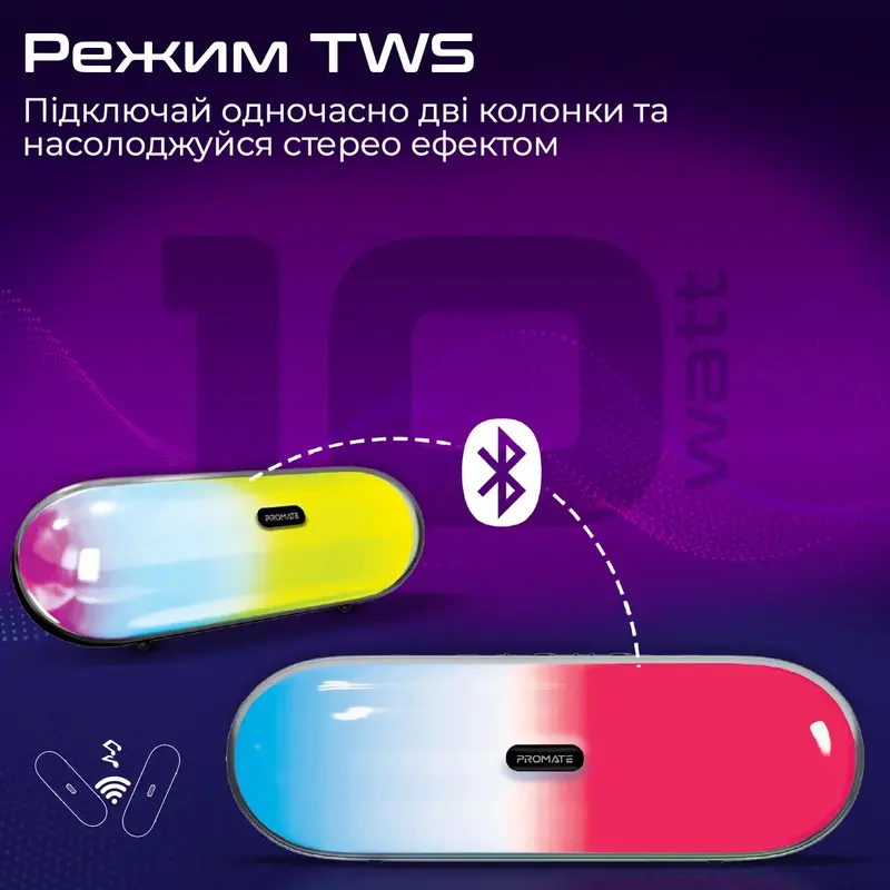 Акустична система Promate Lumibar 10W Black (lumibar.black) - фото - №5