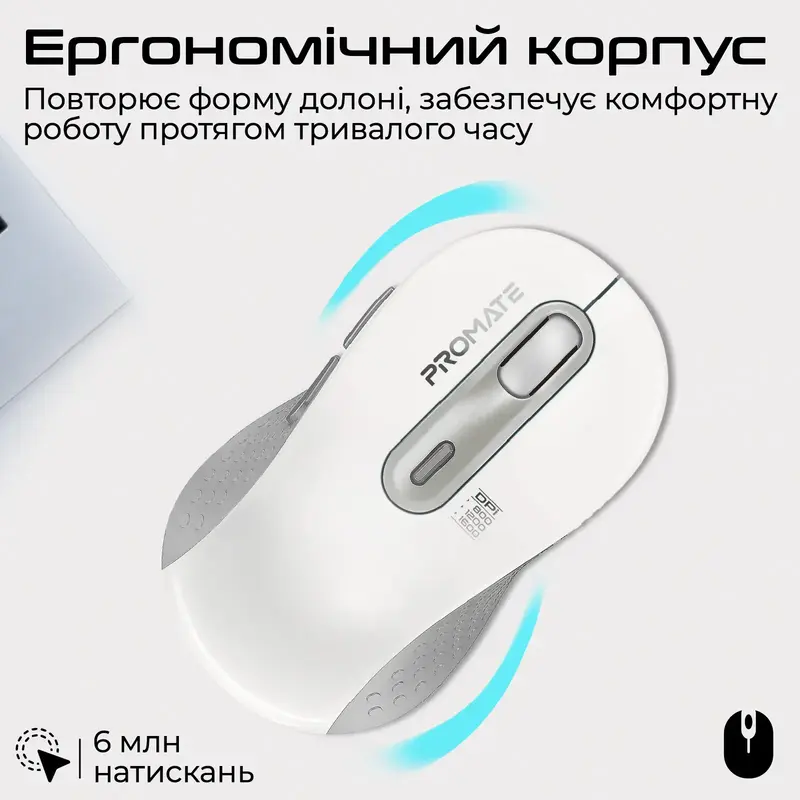 Миша Promate Ken Wireless White (ken.white) - фото - №1