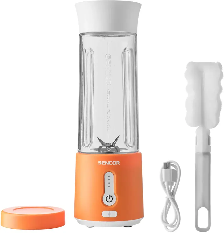 Блендер SENCOR портативний для смузі, біло-помаранчевий, SBL133OR - фото - №3