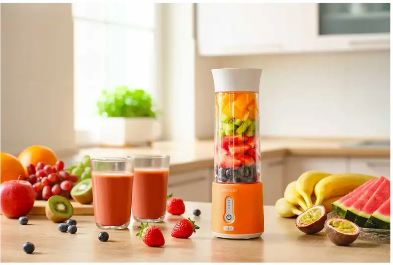 Блендер SENCOR портативний для смузі, біло-помаранчевий, SBL133OR - фото - №6
