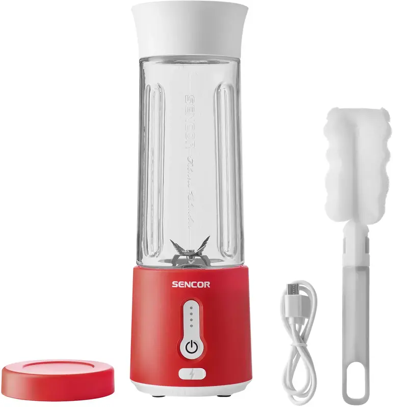 Блендер SENCOR портативний для смузі, біло-червоний, SBL134RD - фото - №3