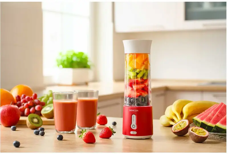 Блендер SENCOR портативний для смузі, біло-червоний, SBL134RD - фото - №6
