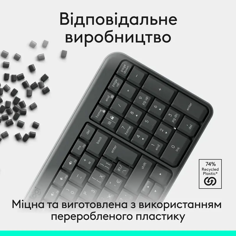 Бездротова клавіатура LOGITECH K250 - GRAPHITE - UKR - 2.4GHZ/BT - фото - №5