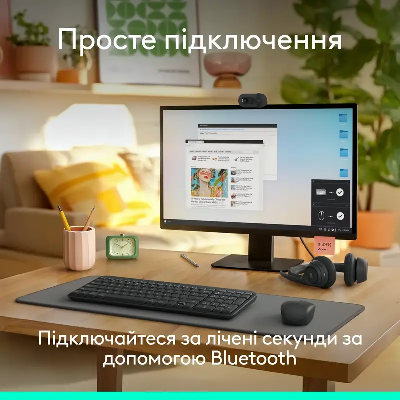 Бездротовий комплект клавіатури та миші LOGITECH MK250 Wireless Combo - GRAPHITE - UKR - 2.4GHZ/BT - фото - №1