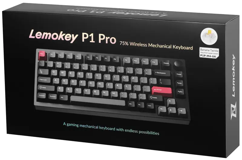 Беспроводная клавиатура Keychron Super Banana Lemokey P1 Pro 84Key Carbon Black фото