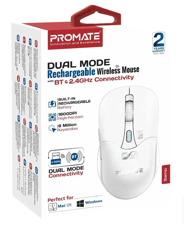 Миша Promate Samo Wireless White (samo.white) - фото - №7