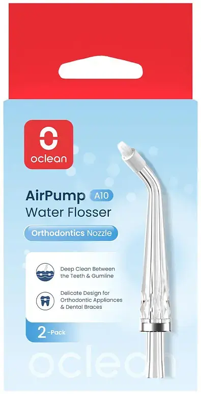 Насадки для ирригатора Oclean Nozzle for A10-Orthodontics 2 шт - фото - №2