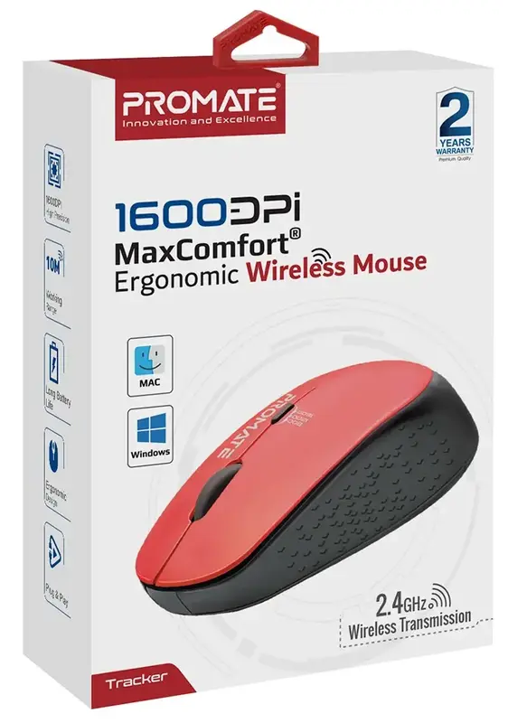 Мышь Promate Tracker Wireless Red (tracker.red) фото
