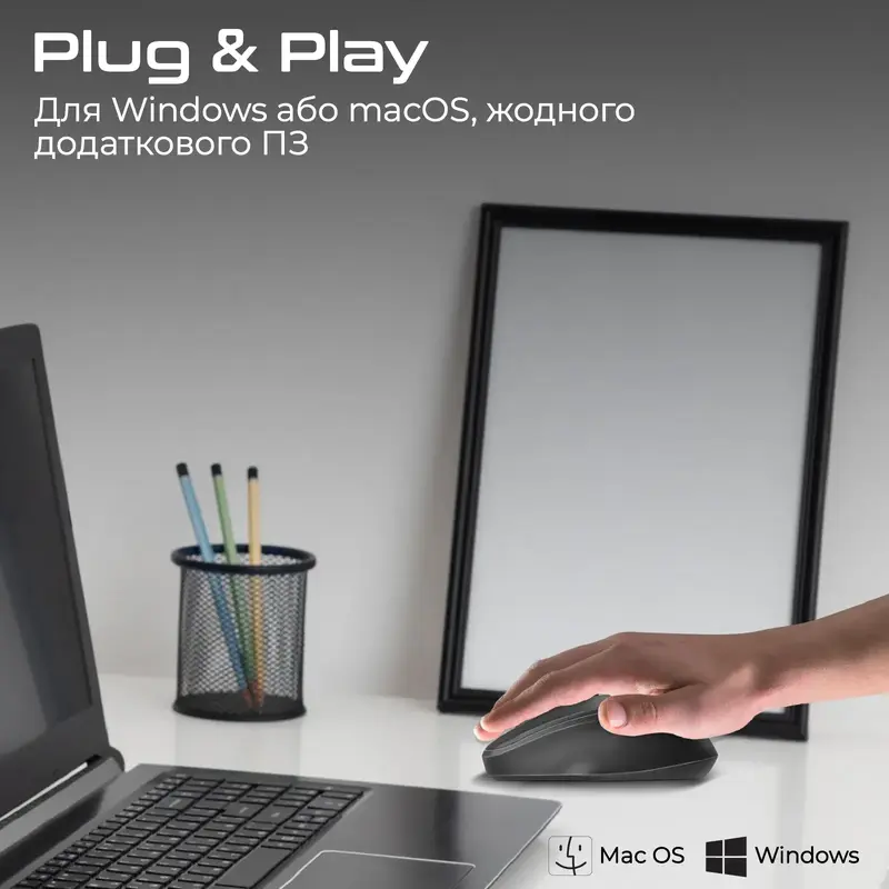 Миша Promate UniGlide Wireless Black (uniglide.black) - фото - №2