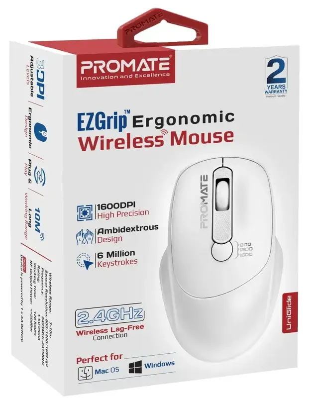 Миша Promate UniGlide Wireless White (uniglide.white) - фото - №8