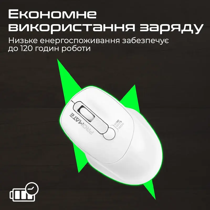 Миша Promate UniGlide Wireless White (uniglide.white) - фото - №3