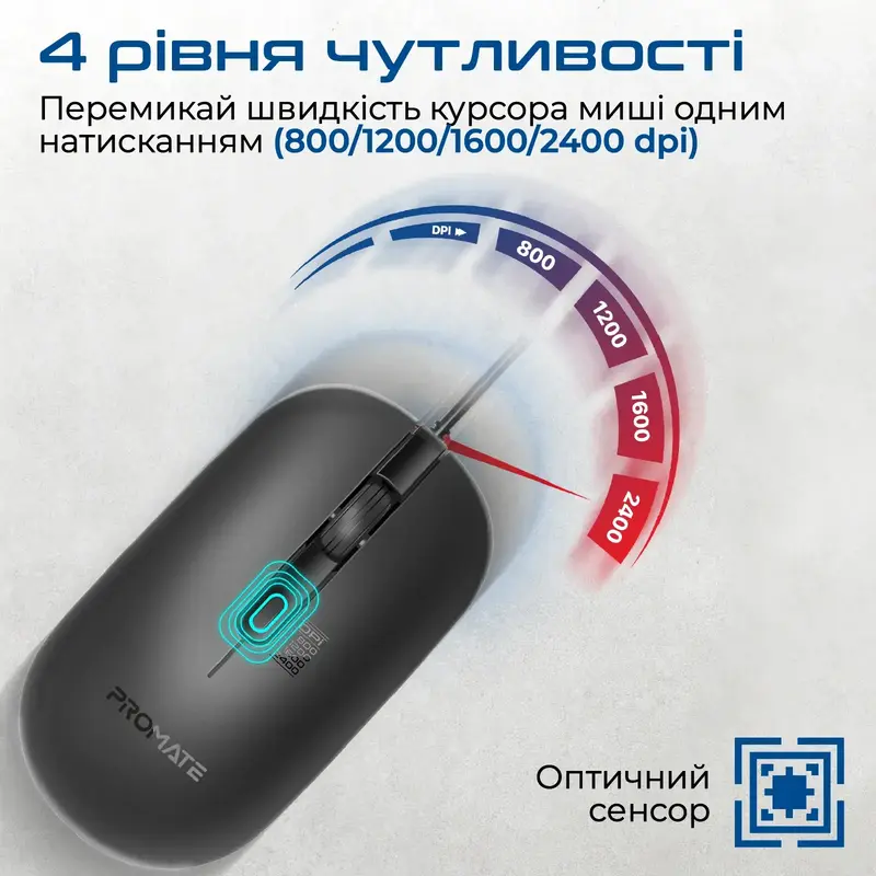 Мышь Promate CM-2400 USB Black (cm-2400.black) фото