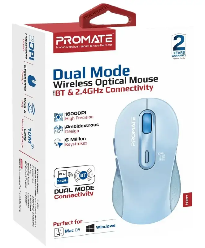 Миша Promate Ken Wireless Blue (ken.blue) - фото - №5