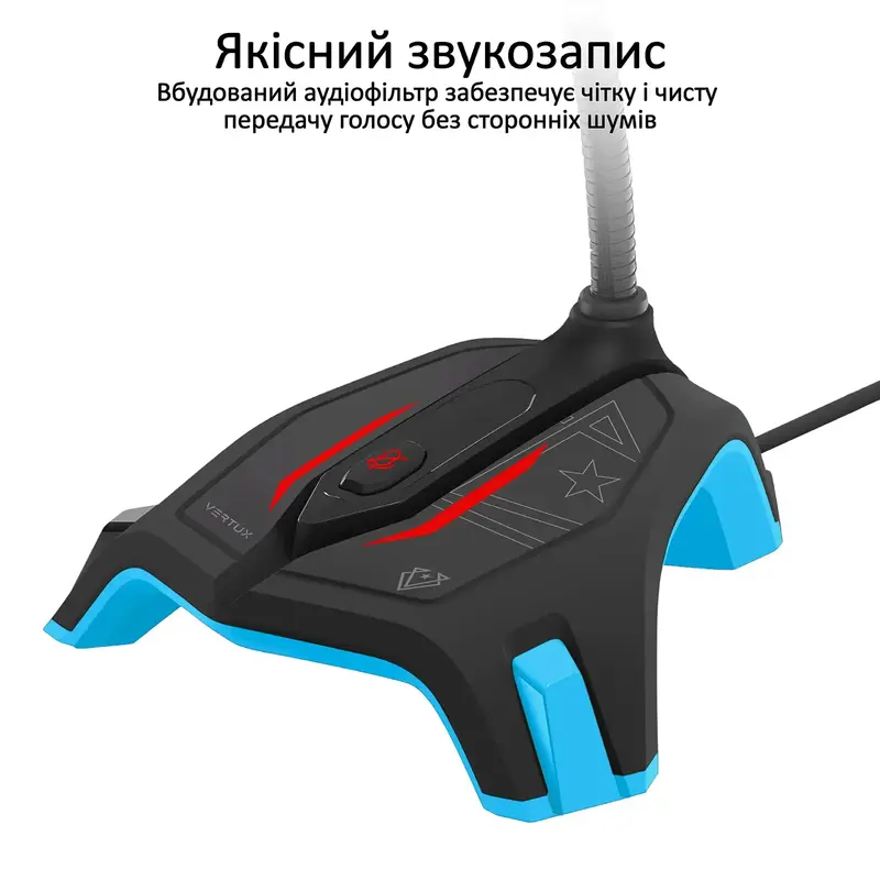 Мікрофон Vertux VertuMic-1 LED, USB Blue ( streamer-2.blue) фото