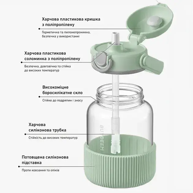 Пляшка для води BUYDEEM DG78 800 мл Cozy Greenish (DG78-CG) - фото - №3