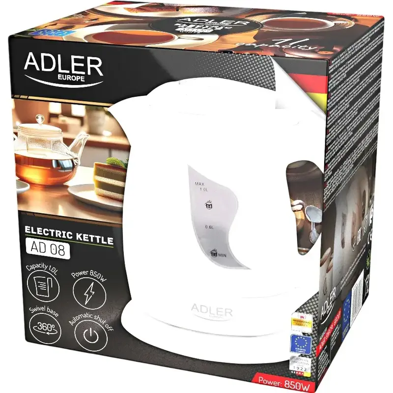 Електрочайник Adler AD 08 white - фото - №6