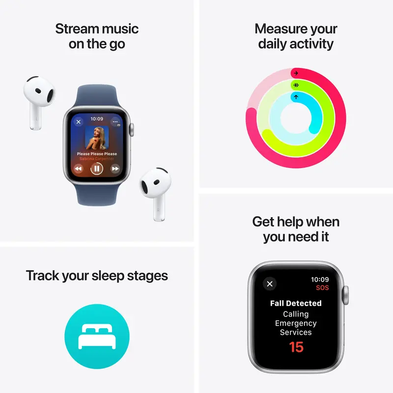 Apple Watch SE GPS + Cellular 44mm Midnight Aluminium Case with Ink Sport Loop - фото - №2