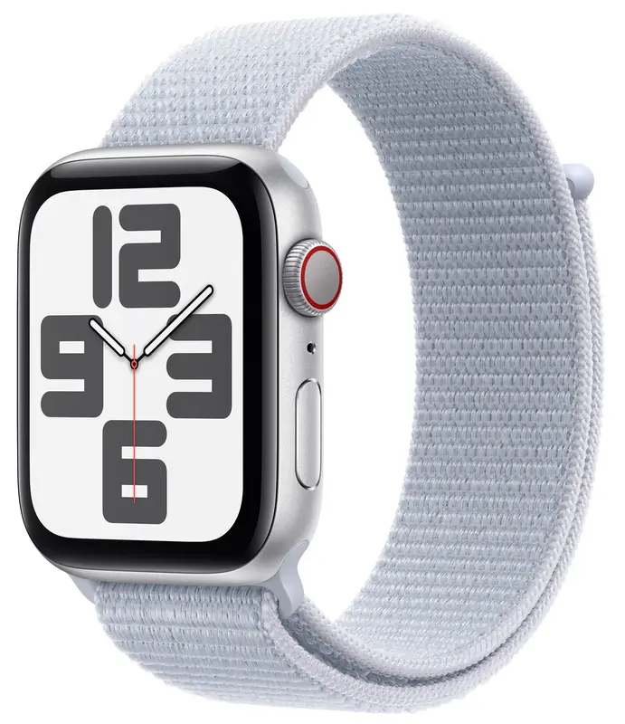 Apple Watch SE GPS + Cellular 44mm Silver Aluminium Case with Blue Cloud Sport Loop - фото - №0