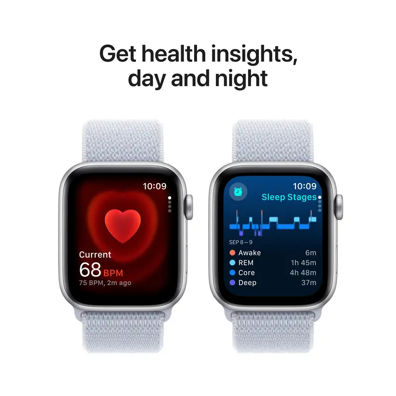 Apple Watch SE GPS + Cellular 44mm Silver Aluminium Case with Blue Cloud Sport Loop - фото - №4