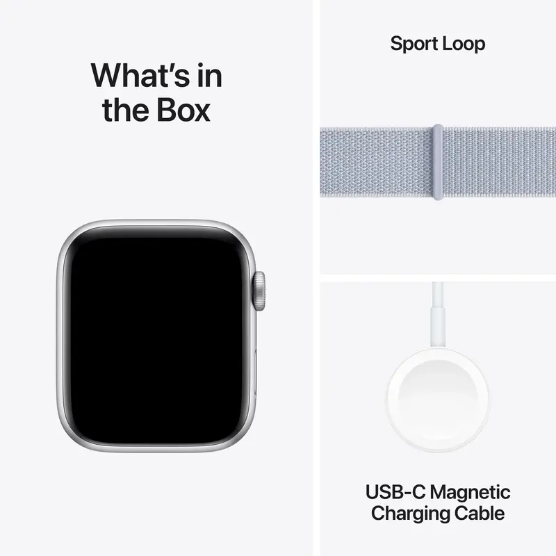 Apple Watch SE GPS + Cellular 44mm Silver Aluminium Case with Blue Cloud Sport Loop - фото - №6