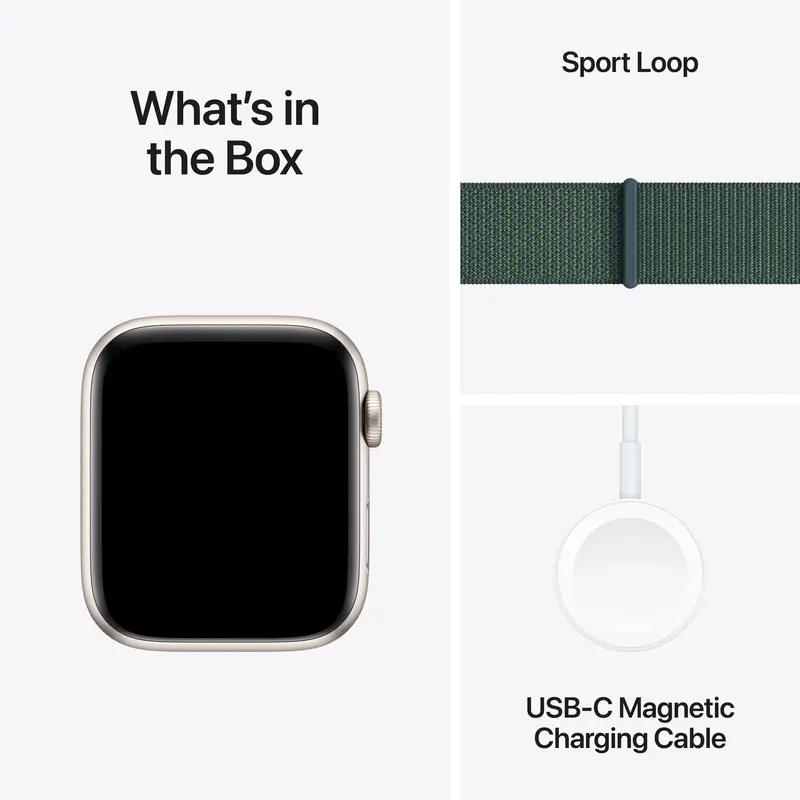 Apple Watch SE GPS + Cellular 44mm Starlight Aluminium Case with Lake Green Sport Loop - фото - №6