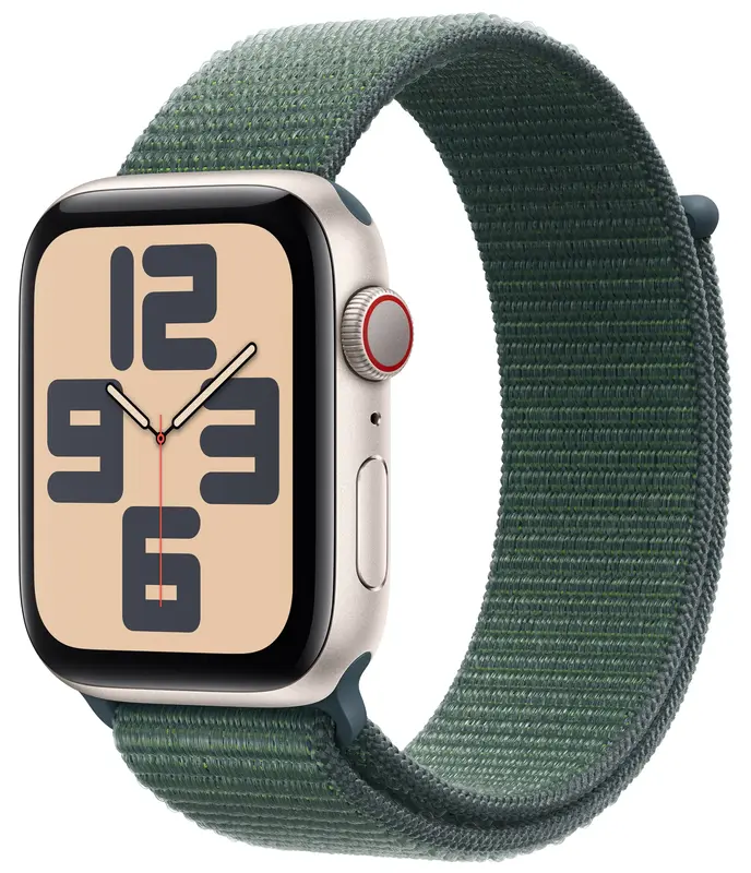 Apple Watch SE GPS + Cellular 44mm Starlight Aluminium Case with Lake Green Sport Loop - фото - №0