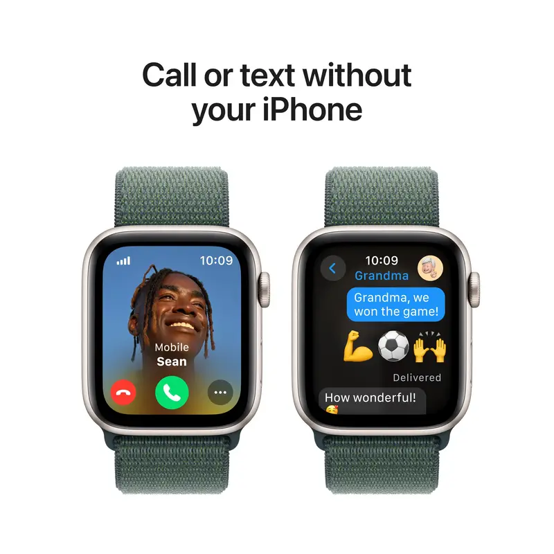 Apple Watch SE GPS + Cellular 44mm Starlight Aluminium Case with Lake Green Sport Loop - фото - №3