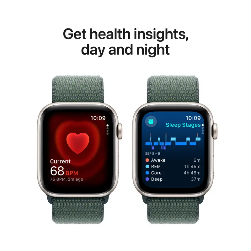 Apple Watch SE GPS + Cellular 44mm Starlight Aluminium Case with Lake Green Sport Loop - фото - №4