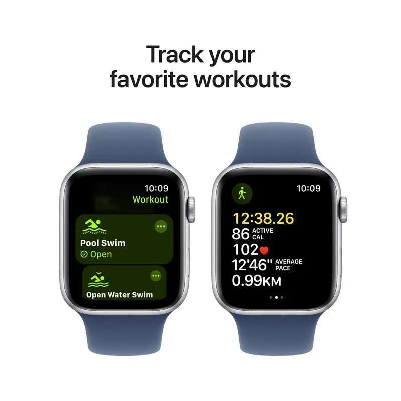 Apple Watch SE GPS + Cellular 44mm Silver Aluminium Case with Denim Sport Band - S/M - фото - №5