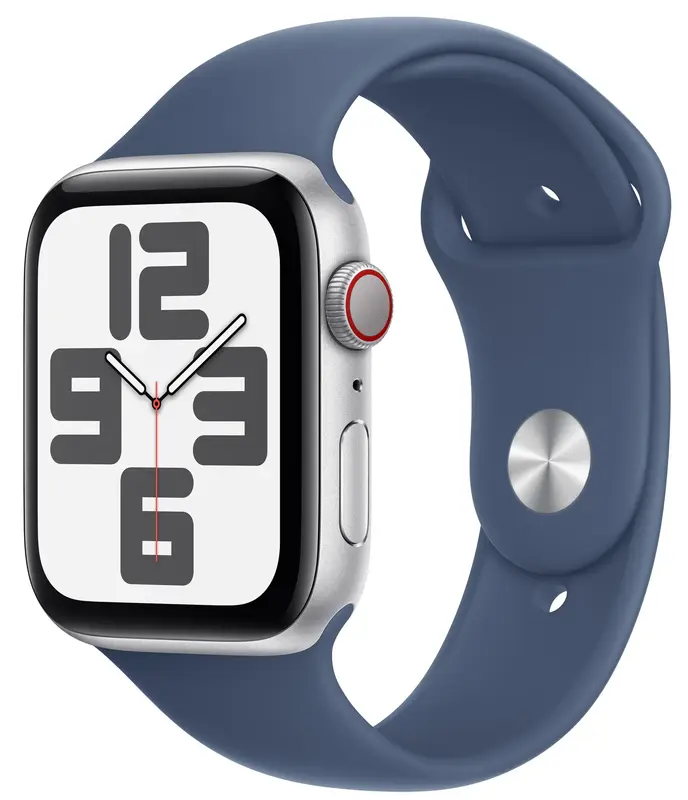 Apple Watch SE GPS + Cellular 44mm Silver Aluminium Case with Denim Sport Band - S/M - фото - №0