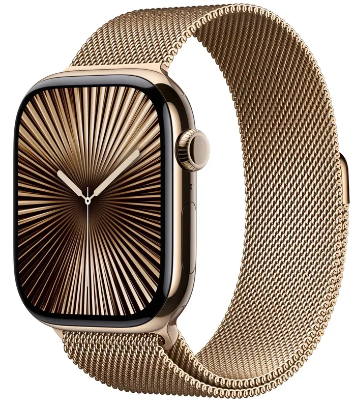 Apple Watch Series 10 GPS + Cellular 46mm Gold Titanium Case with Gold Milanese Loop - S/M - фото - №0