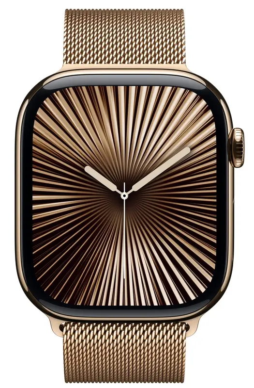 Apple Watch Series 10 GPS + Cellular 46mm Gold Titanium Case with Gold Milanese Loop - S/M - фото - №1
