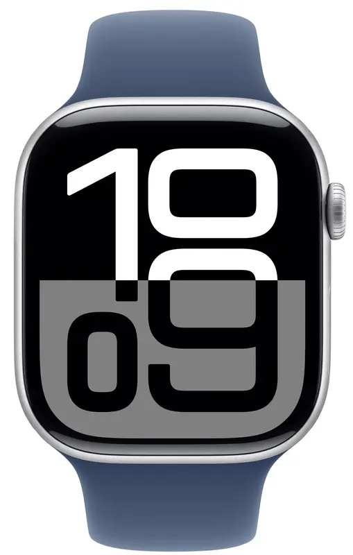 Apple Watch Series 10 GPS + Cellular 42mm Silver Aluminium Case with Denim Sport Band - S/M - фото - №1